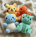 4in1 Pokémon-Inspired Amigurumi Crochet Pattern Bundle - PDF Download - Pikachu, Charmander, Squirtle & Bulbasaur