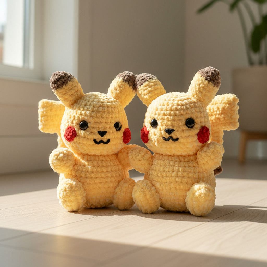 4in1 Pokémon-Inspired Amigurumi Crochet Pattern Bundle - PDF Download - Pikachu, Charmander, Squirtle & Bulbasaur