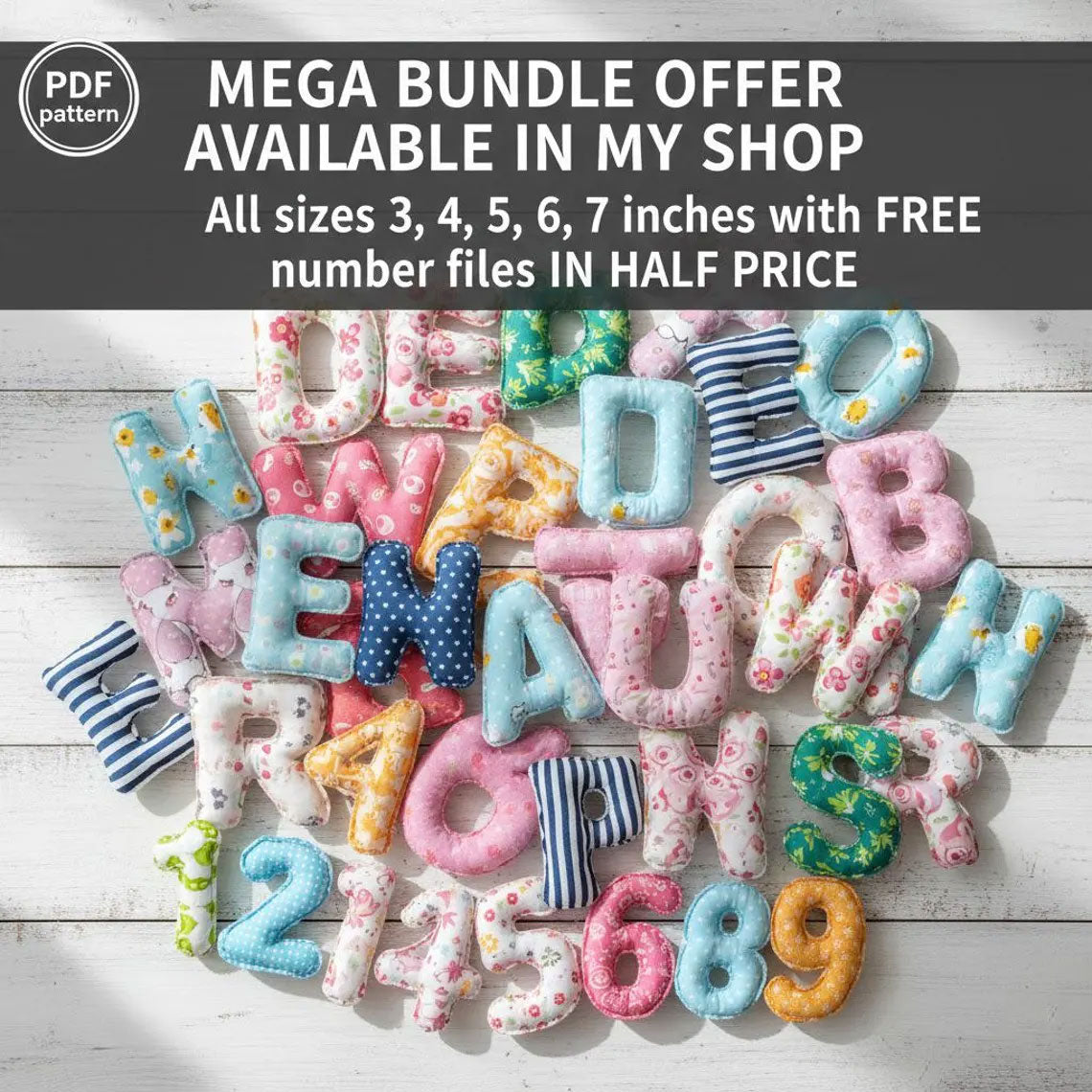 5 Inch Fabric Alphabet Letters & Numbers Pattern PDF