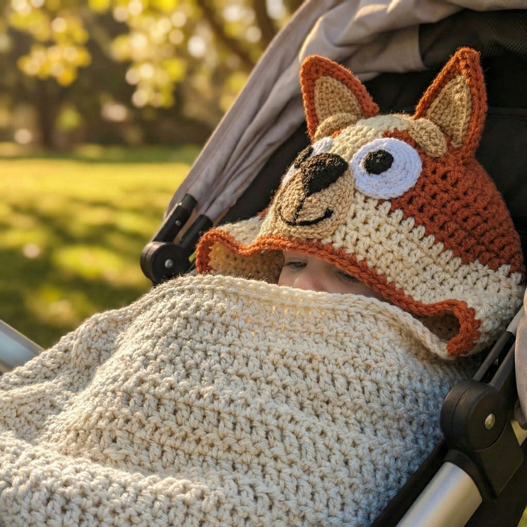 Blue Heeler Dog Hooded Blanket Crochet Pattern PDF Download