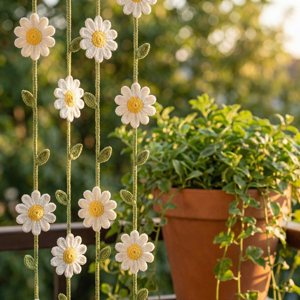 Daisy Flower Garland Crochet Pattern PDF Download – Spring Decor
