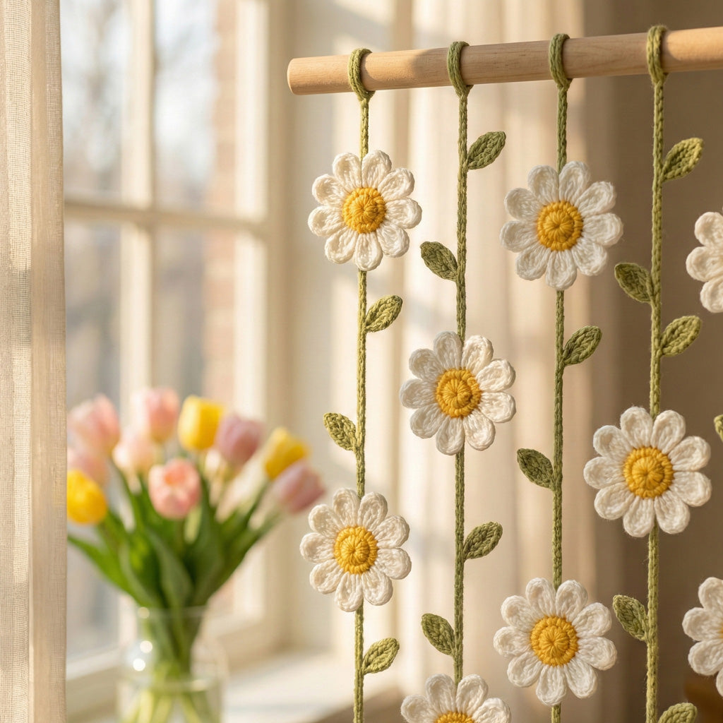 Daisy Flower Garland Crochet Pattern PDF Download – Spring Decor