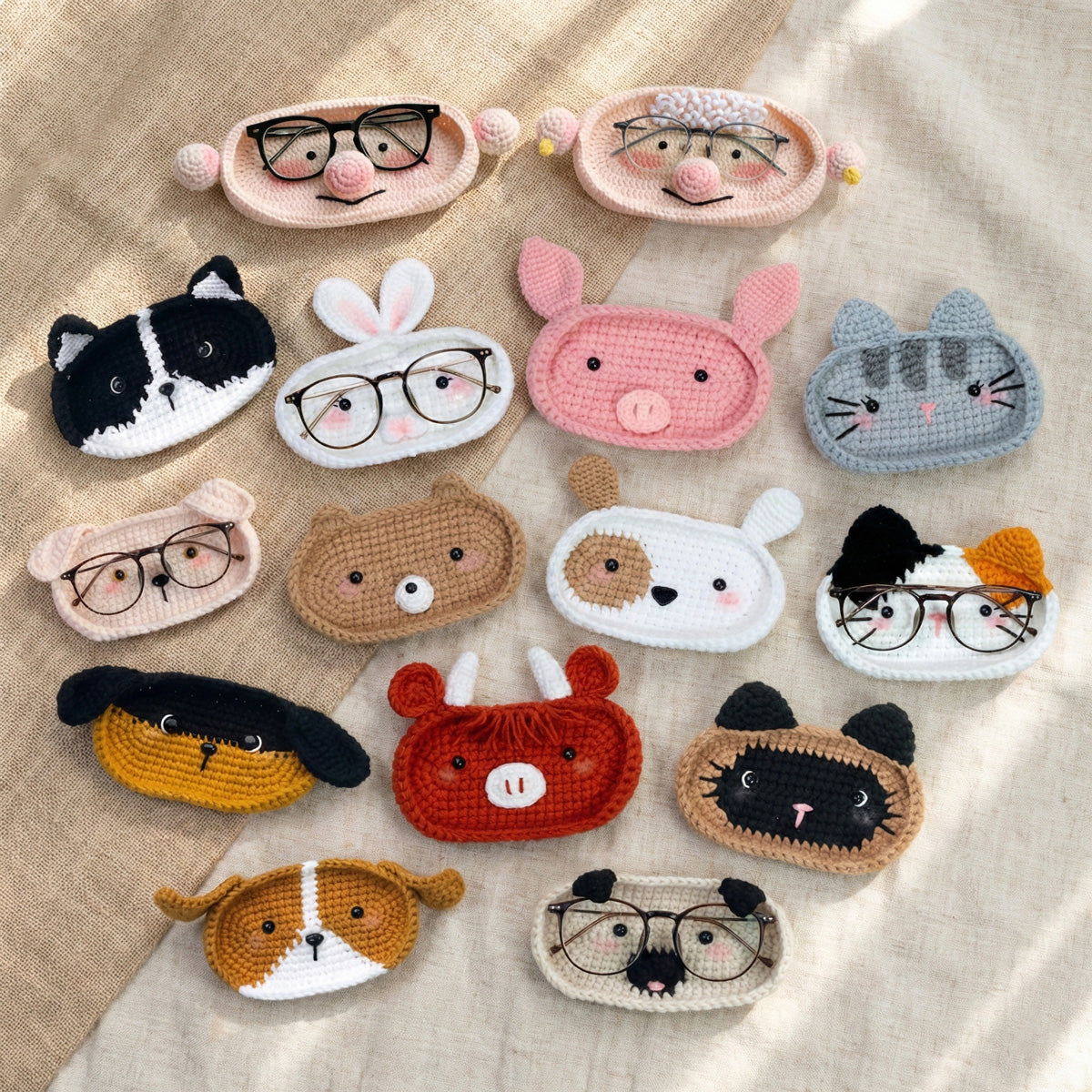 15-in-1 Animal Eyeglasses Holder Crochet Patterns PDF Download