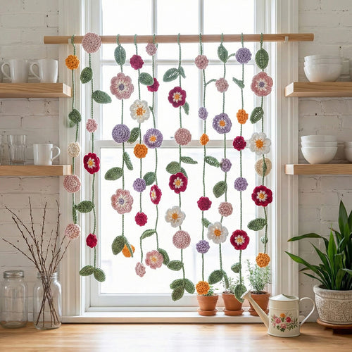 2 in 1 Flower Curtain Crochet Pattern PDF Download, English PDF Version