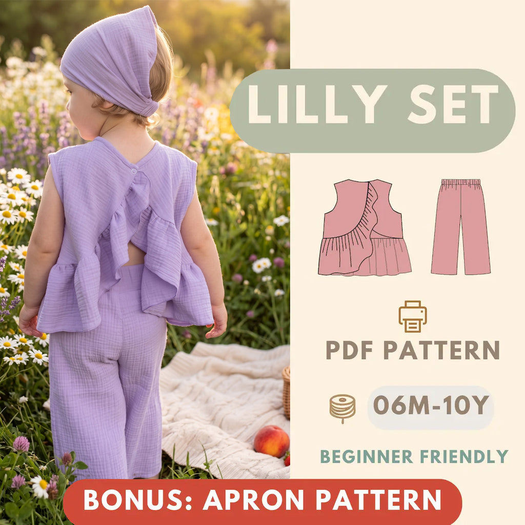 LiLy Set Kids Top &Pants Sewing Pattern PDF Instant Download