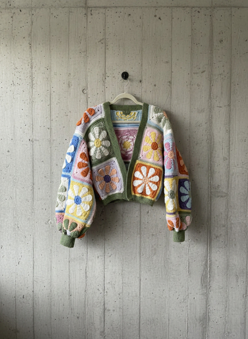 Retro Daisy Granny Square Cardigan Pattern PDF Download