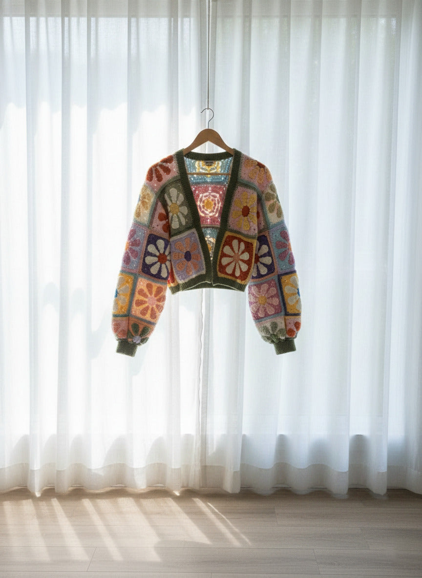 Retro Daisy Granny Square Cardigan Pattern PDF Download