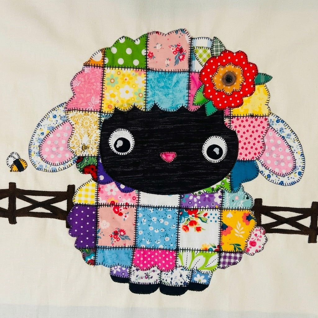 Patchwork Lamb Quilt Pattern: Applique Baby Blanket, Wall Hanging (PDF Download)