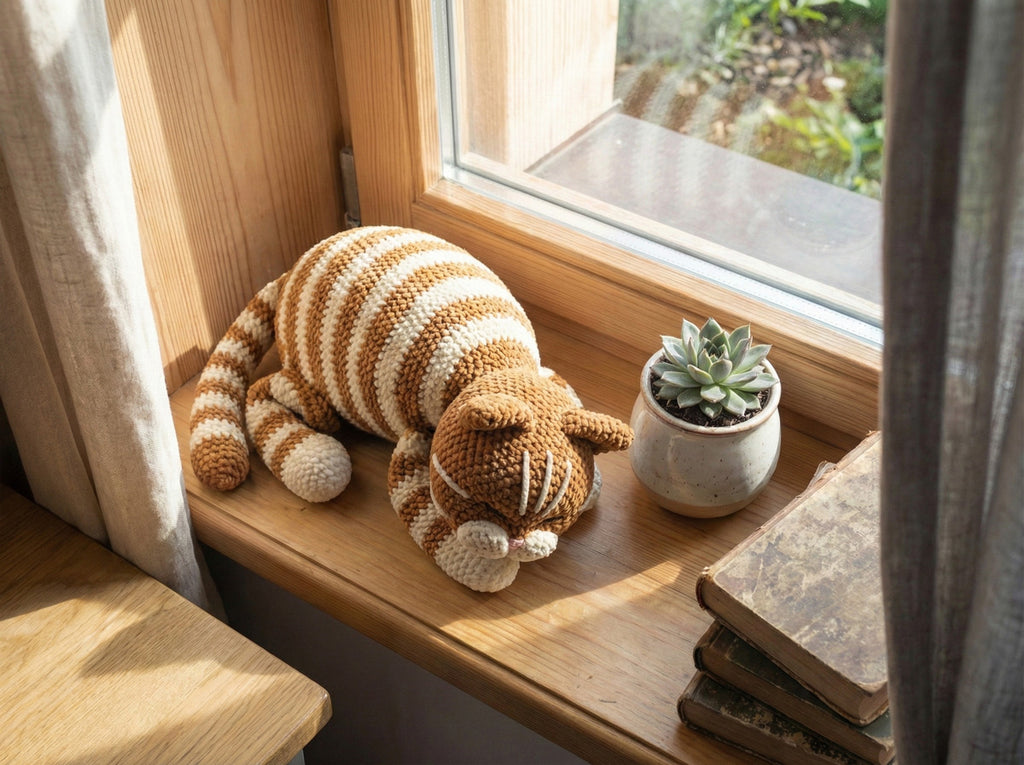 Sleeping Cat Crochet Pattern Plush Kitty PDF Download