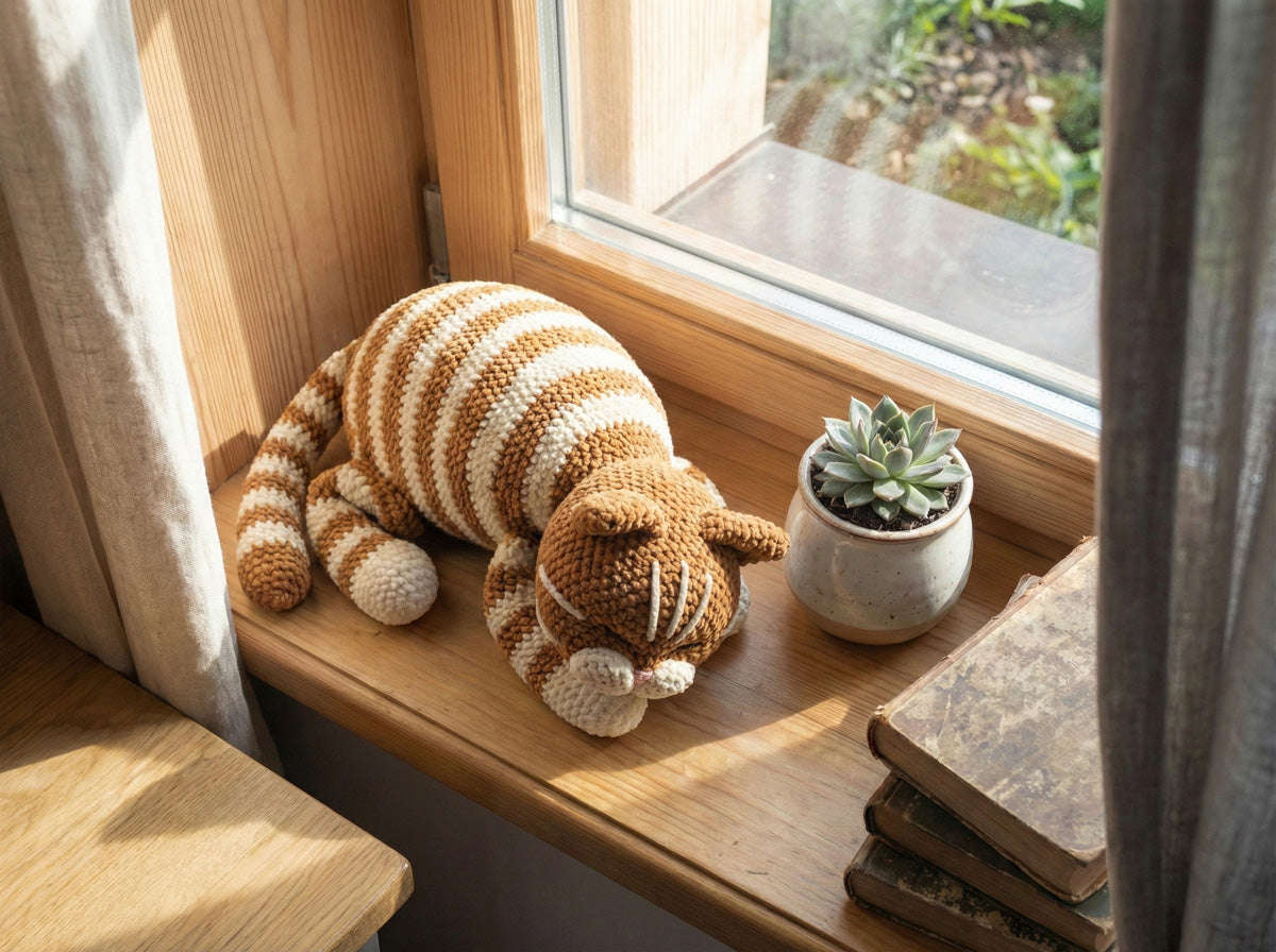 Sleeping Cat Crochet Pattern Plush Kitty PDF Download