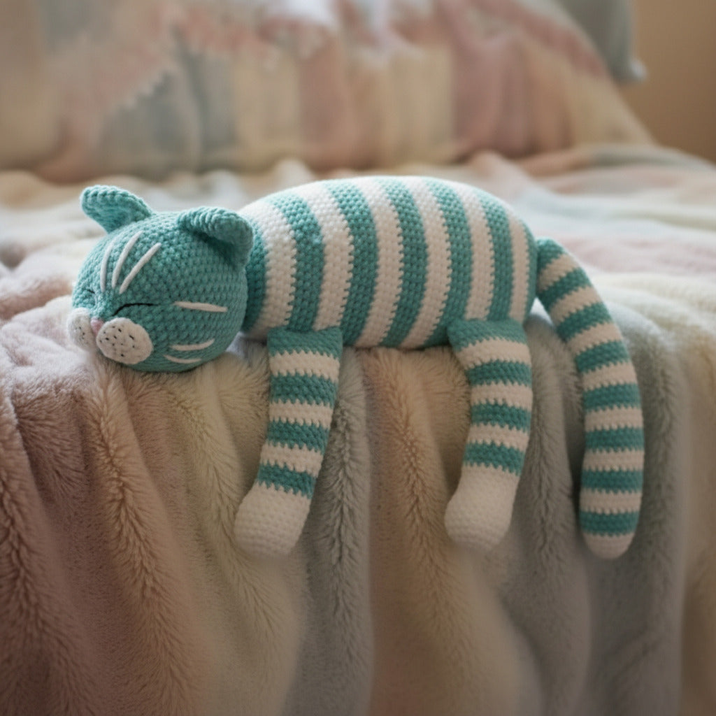 Sleeping Cat Crochet Pattern Plush Kitty PDF Download