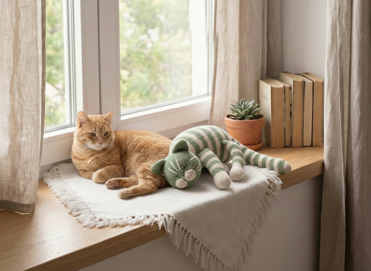Sleeping Cat Crochet Pattern Plush Kitty PDF Download