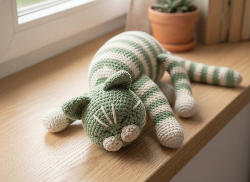 Sleeping Cat Crochet Pattern Plush Kitty PDF Download