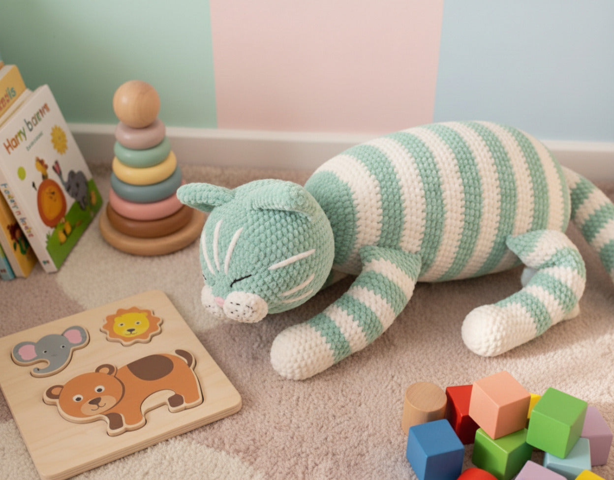 Sleeping Cat Crochet Pattern Plush Kitty PDF Download