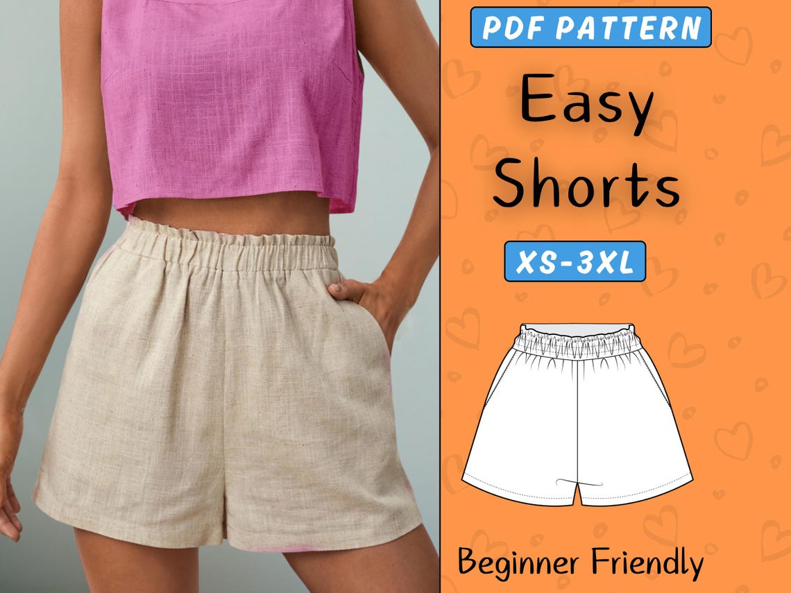 Women’s Shorts Sewing Pattern (PDF Download) – Beginner XS–3XL