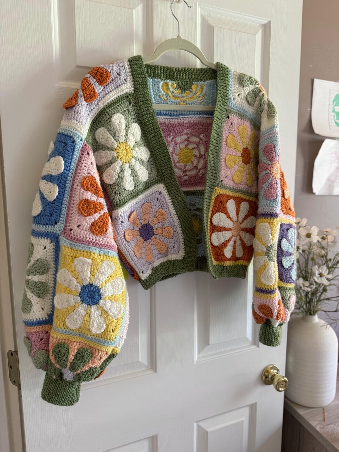 Retro Daisy Granny Square Cardigan Pattern PDF Download