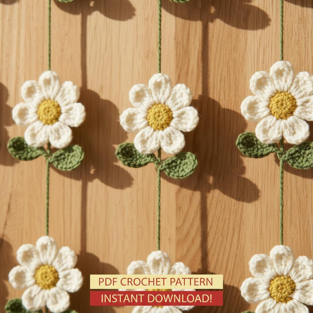 Daisy Garland Crochet Pattern | Boho Flower Curtain (PDF Pattern)