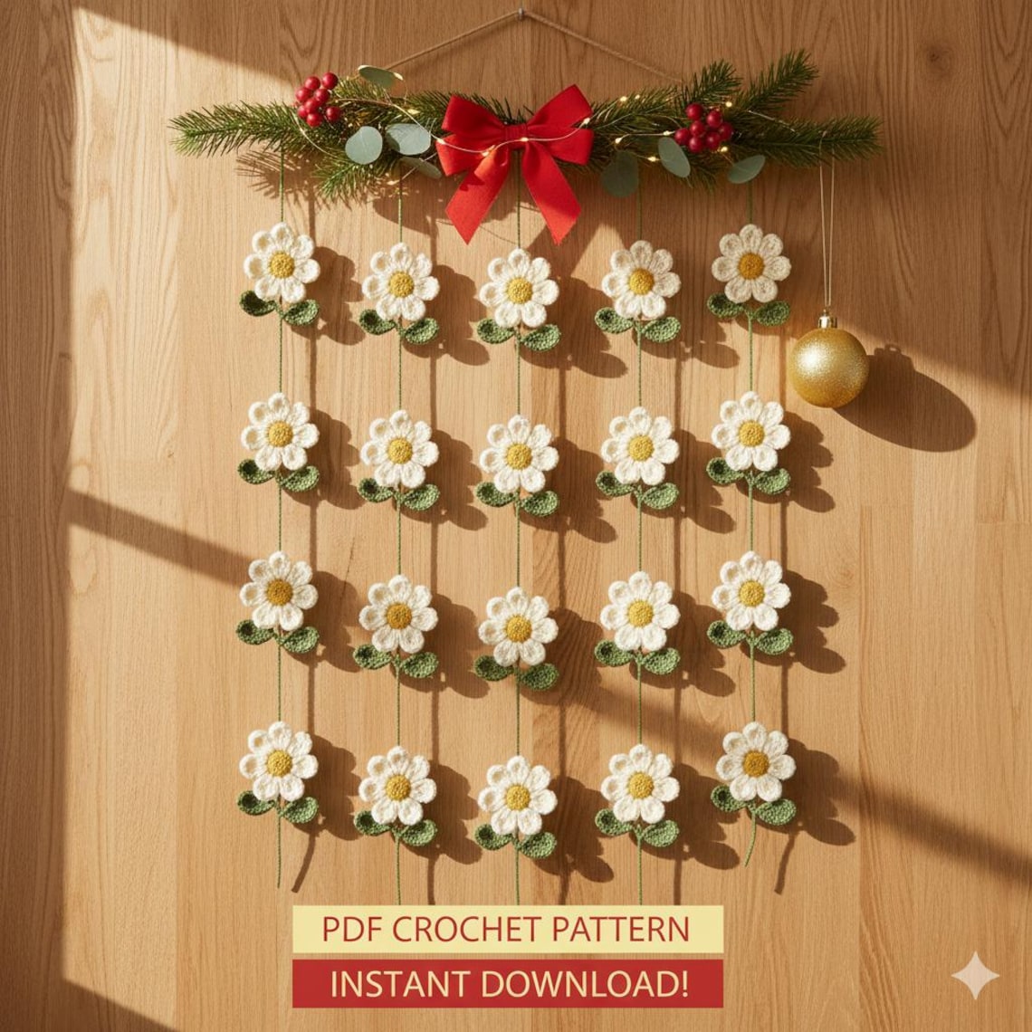 Daisy Garland Crochet Pattern | Boho Flower Curtain (PDF Pattern)