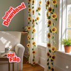 Sunflower Crochet Curtain Pattern Boho Floral Garland (PDF Pattern)