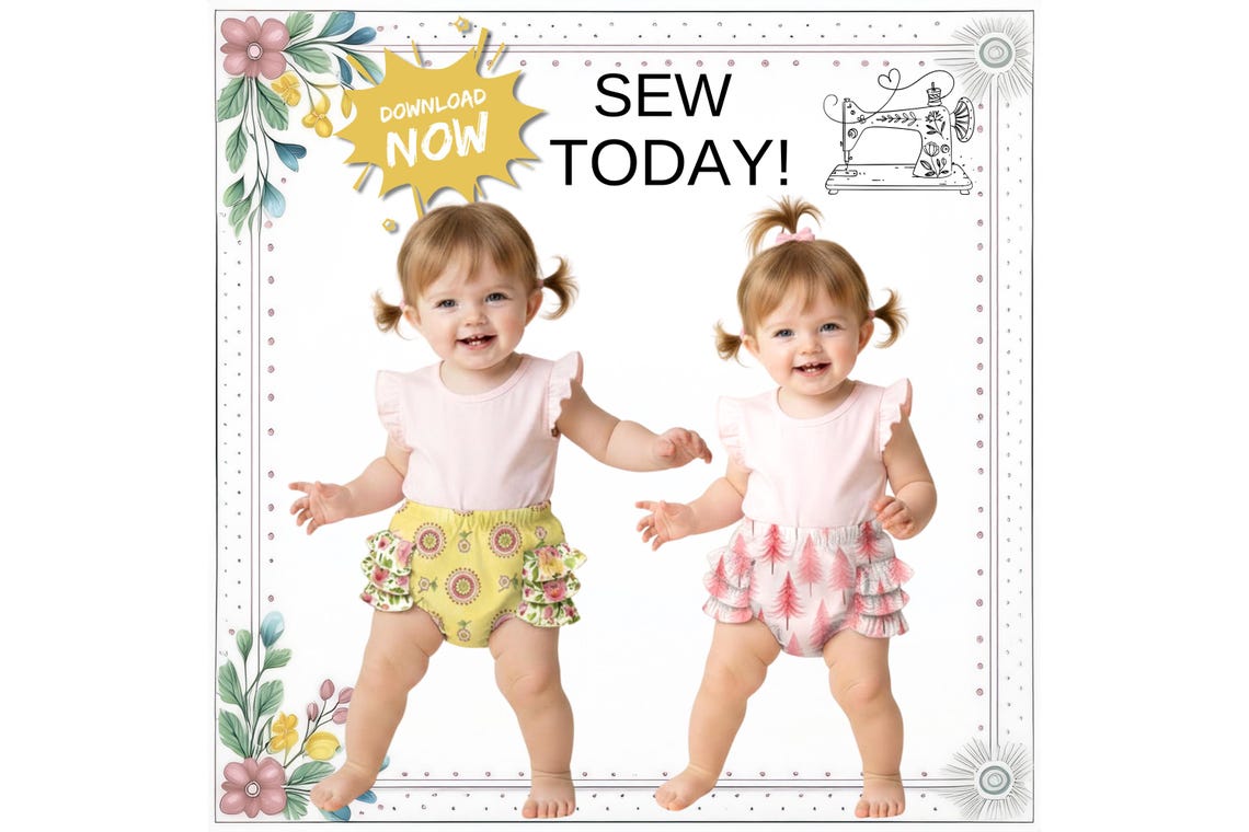 Ruffle Baby Bloomer Diaper Cover Pattern PDF Download
