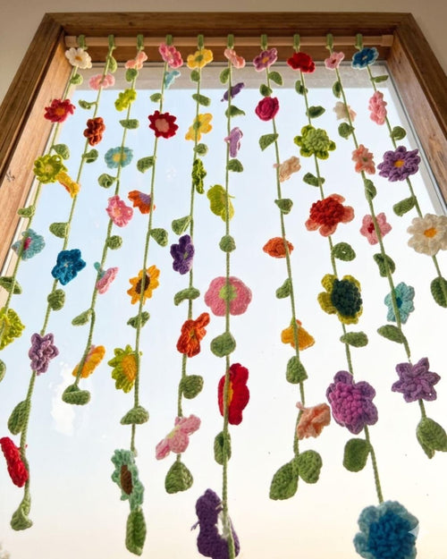 Crochet Flower Curtain Pattern, Boho Floral Window Panel, Wall Hanging (PDF Download)