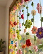 Crochet Flower Curtain Pattern, Boho Floral Window Panel, Wall Hanging (PDF Download)