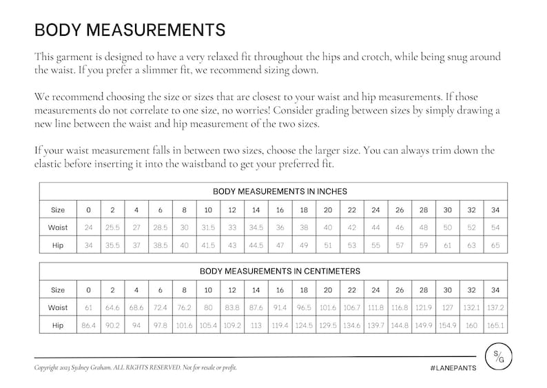 Lane Pants PDF Sewing Pattern | Size Inclusive 0-34 | Beginner Friendly