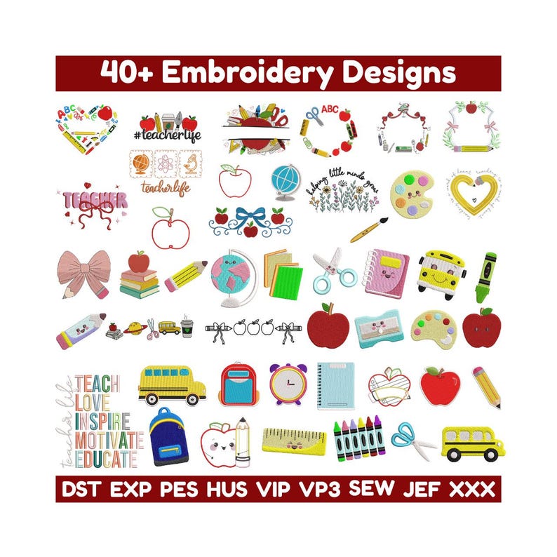 Teacher Embroidery Mega Bundle Back to School & Best Teacher Files