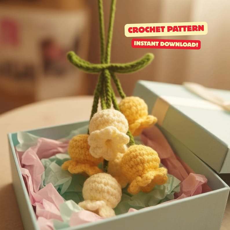 Crochet Flower Keychain Patterns: Roses, Berries, Bell, Wisteria and Calla Lily (PDF Pattern)