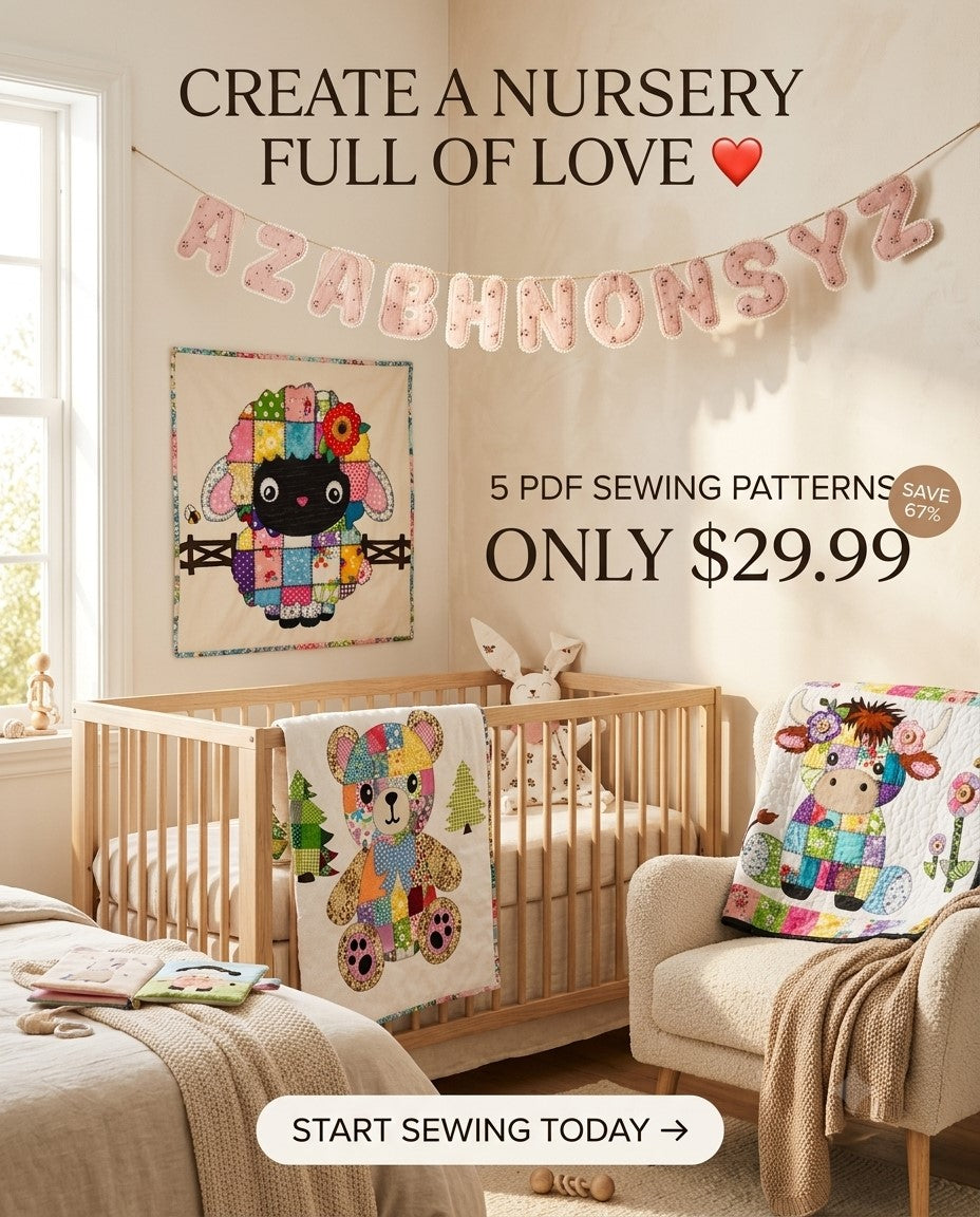 Nursery Décor Sewing Pattern Bundle – 5 PDF Patterns