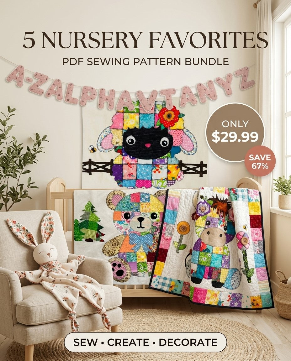 Nursery Décor Sewing Pattern Bundle – 5 PDF Patterns